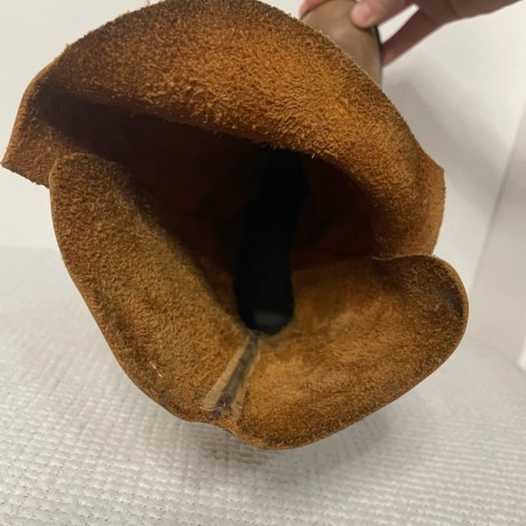 Tout A Coup Leather Brown Biker Boots Size 7 European Cowboy - Picture 5 of 5